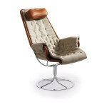 Dux jetson Match Flax 21 fåtölj med beige tyg och cognac läder.