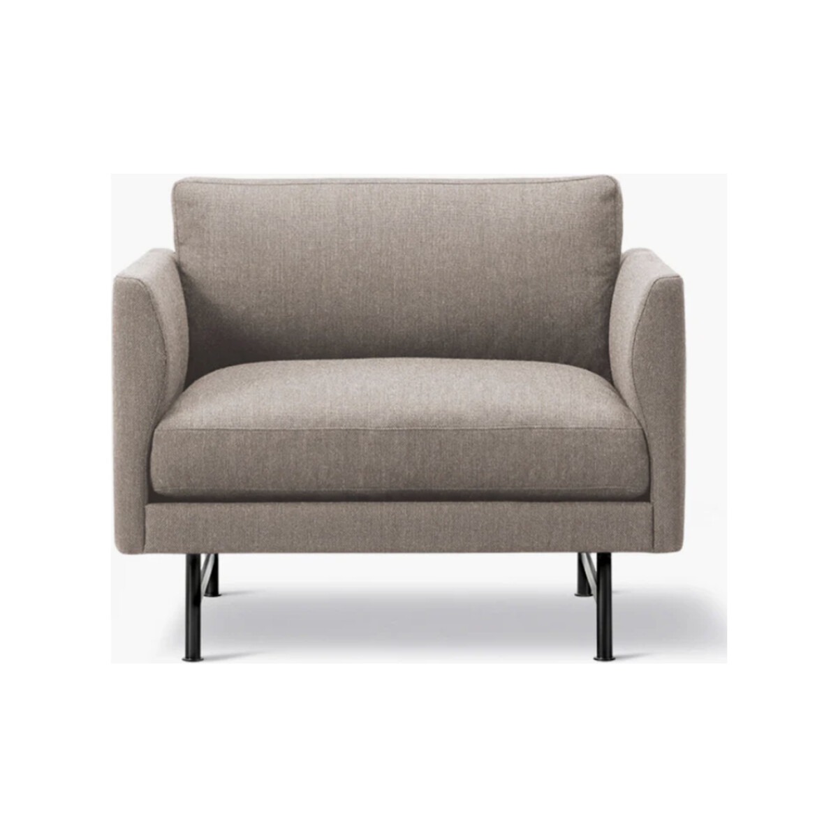 Calmo Lounge Chair i brunt tyg med svarta stålben