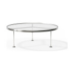 Scherlin soffbord i rostfritt stål och glas