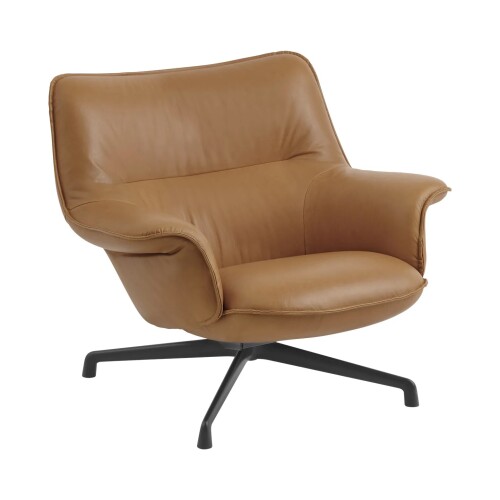 MUUTO Doze fåtölj låg swirvel base cognac läder